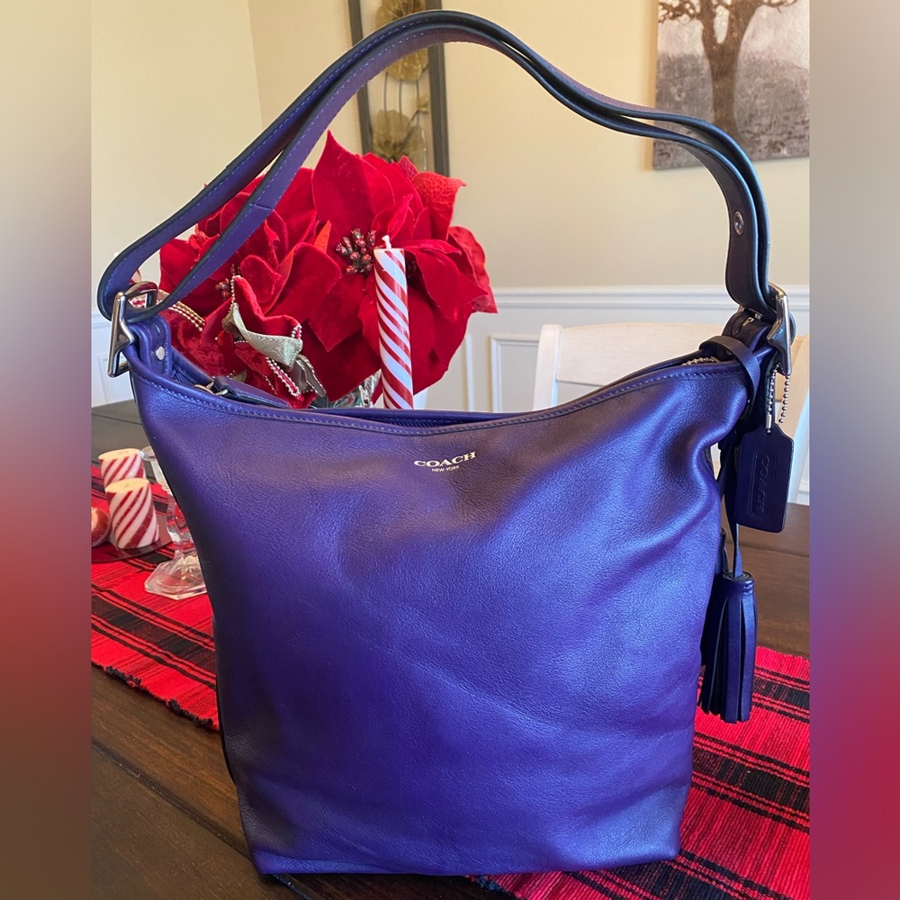 Coach vintage leather hobo bag - duffle, eggplant purple